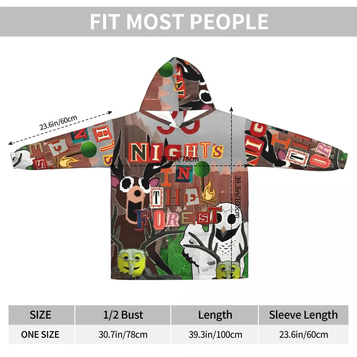 99Nights In The Forests Deken Hoodie Draagbare videogamesdeken Oversize met zak Warme slaapzak Zachte, gezellige onesie