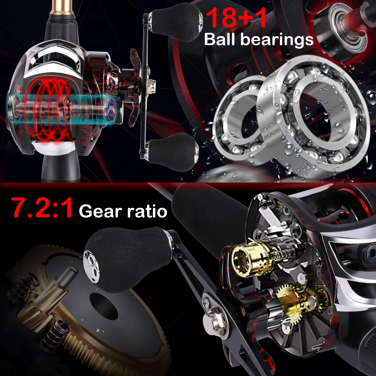 Sougayilang 1.8-2.4m Casting Fishing Combo Telescopic lightweight Carbon Fishing Rod and 7.2:1 High Speed Fishing Reel - view 4