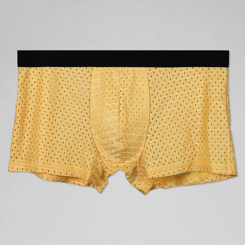 

Men's Ice Silk Mesh Underwear, Summer Thin Four-Point Transparent Boxer Shorts