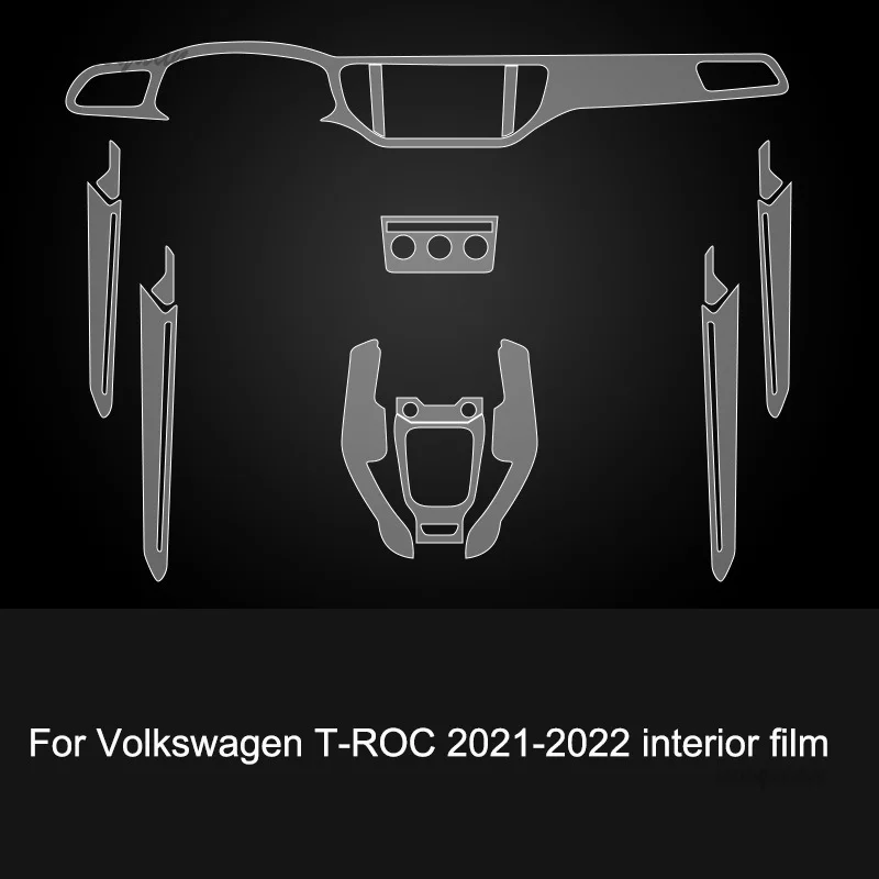 

Пленка ТПУ для Volkswagen VW TRoc T-Roc 2021 2022, наклейки для салона автомобиля, центральная консоль, приборная панель, дверная панель, автомобильные аксессуары