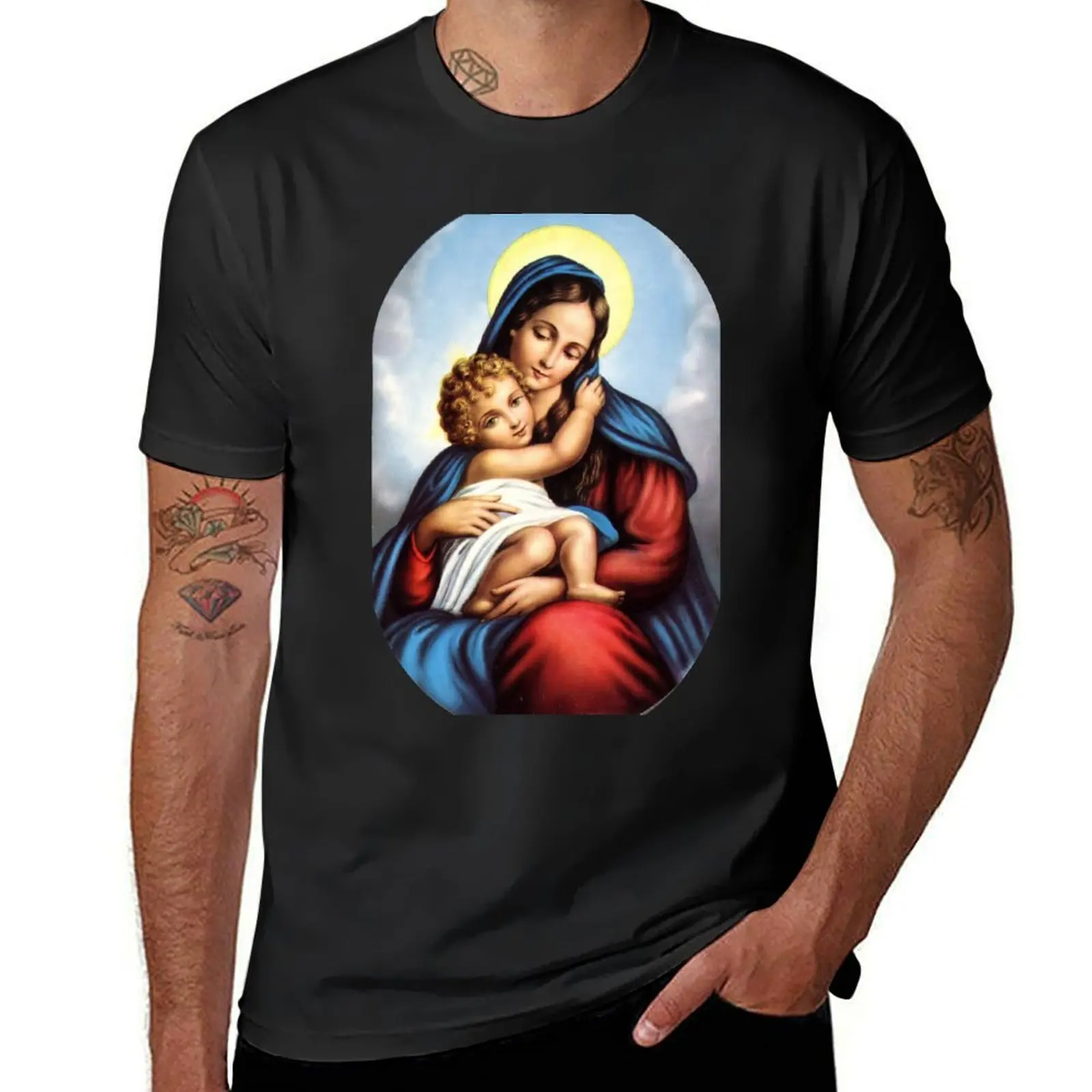 virgin mary T-Shirt kawaii clothes customizeds cute tops men clothing