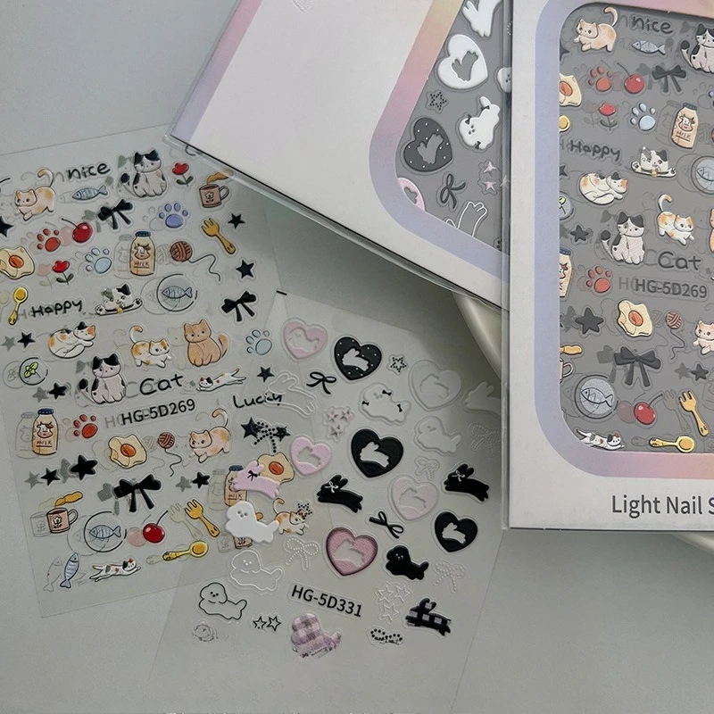 

Kawaii 3D Relief Cartoon Puppy Cat Stickers INS Style Student Stationery DIY Journal Notebook Supplies