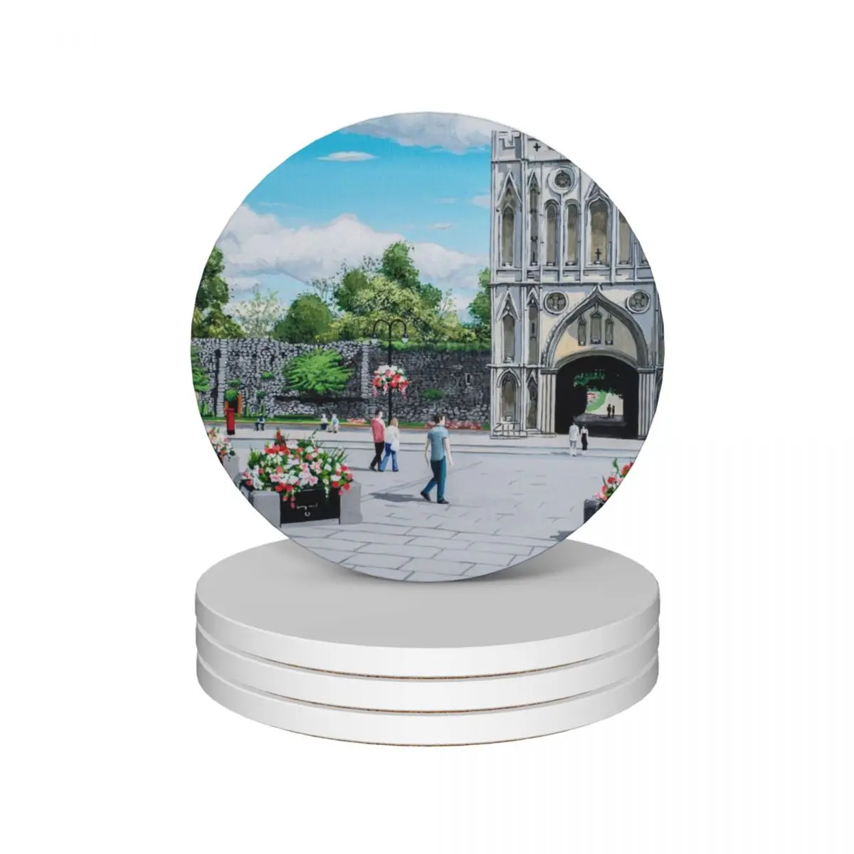 

Abbey Gardens Gate Bury St Edmunds Painting Ceramic Coasters (Set of 4) kawaii for drinks set mug set Coasters