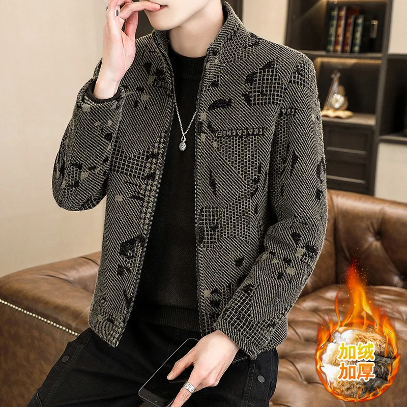 

2023New fashion trend handsome high-end felt jacket tiger fur velvet plus velvet handsome casual thickened short woolen coat