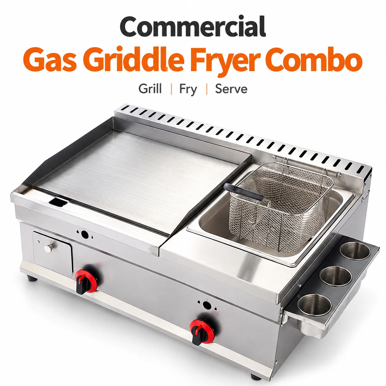 AOLIVIYA Commercial Gas Griddle Deep Fryer Combo 2 In 1 Countertop Flat Top Grill Teppanyaki For Restaurants And Food Stalls