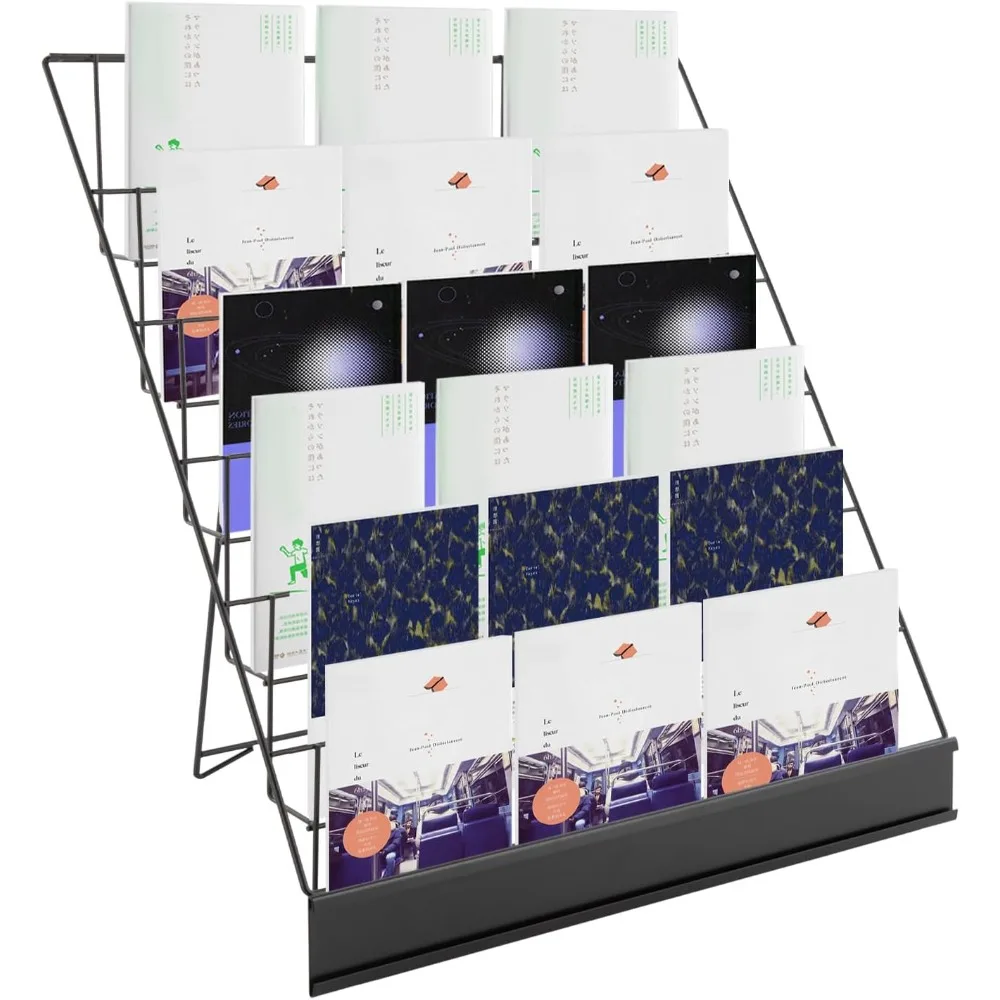 

Metal Wire Magazine Rack, 6 Tier Tabletop Book Dispaly Stand, Collapsible Commercial Display Holder for Comic, Greeting Card, Li