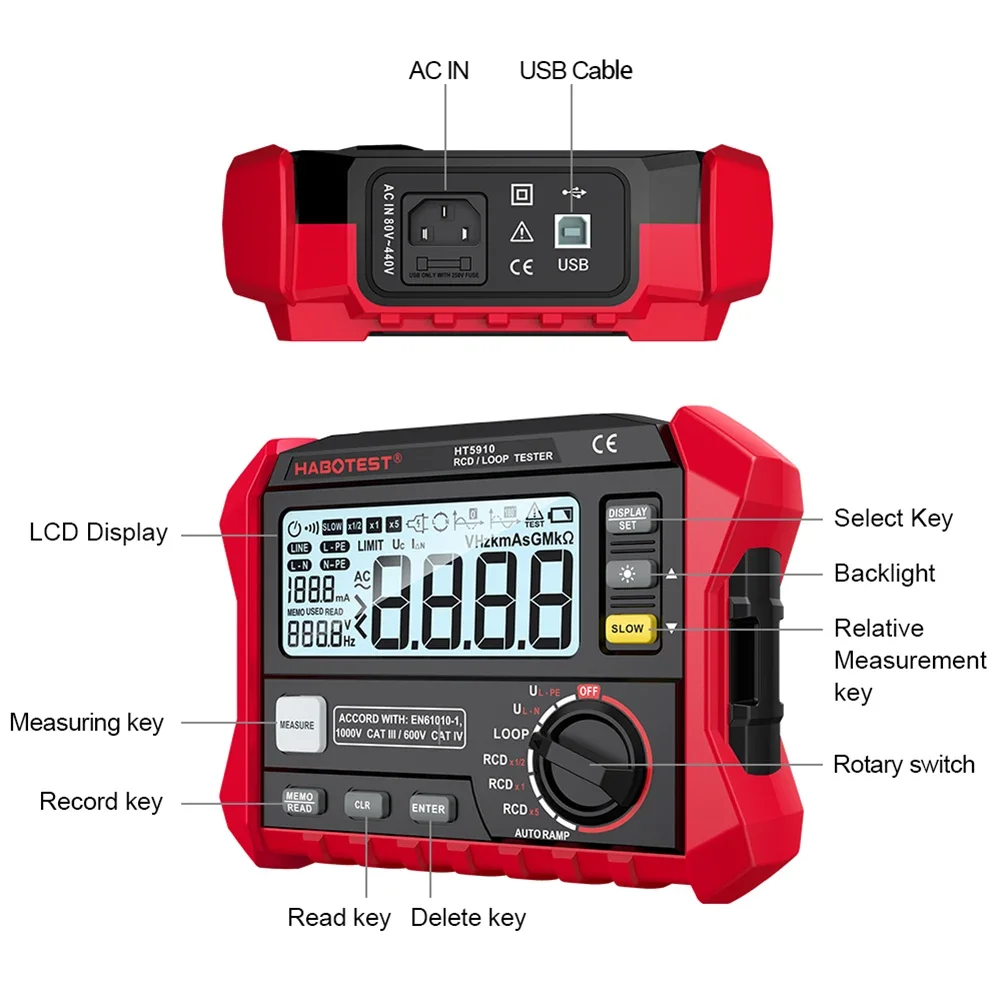 ANENG MH12 Ohm Tester Digital Multimeter 50V-1000V Insulation Earth High Voltage Resistance Meter Tester Megohmmeter Tool