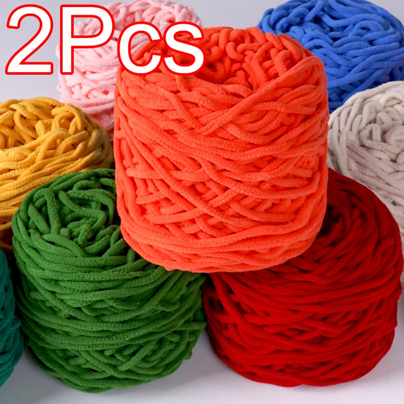 خيوط الكروشيه المخملية الرقيقة للحياكة اليدوية ، حصيرة الكروشيه ، خط الشنيل ، خط النعال ، بطانية السترة ، خيط الكروشيه ، 2 * *