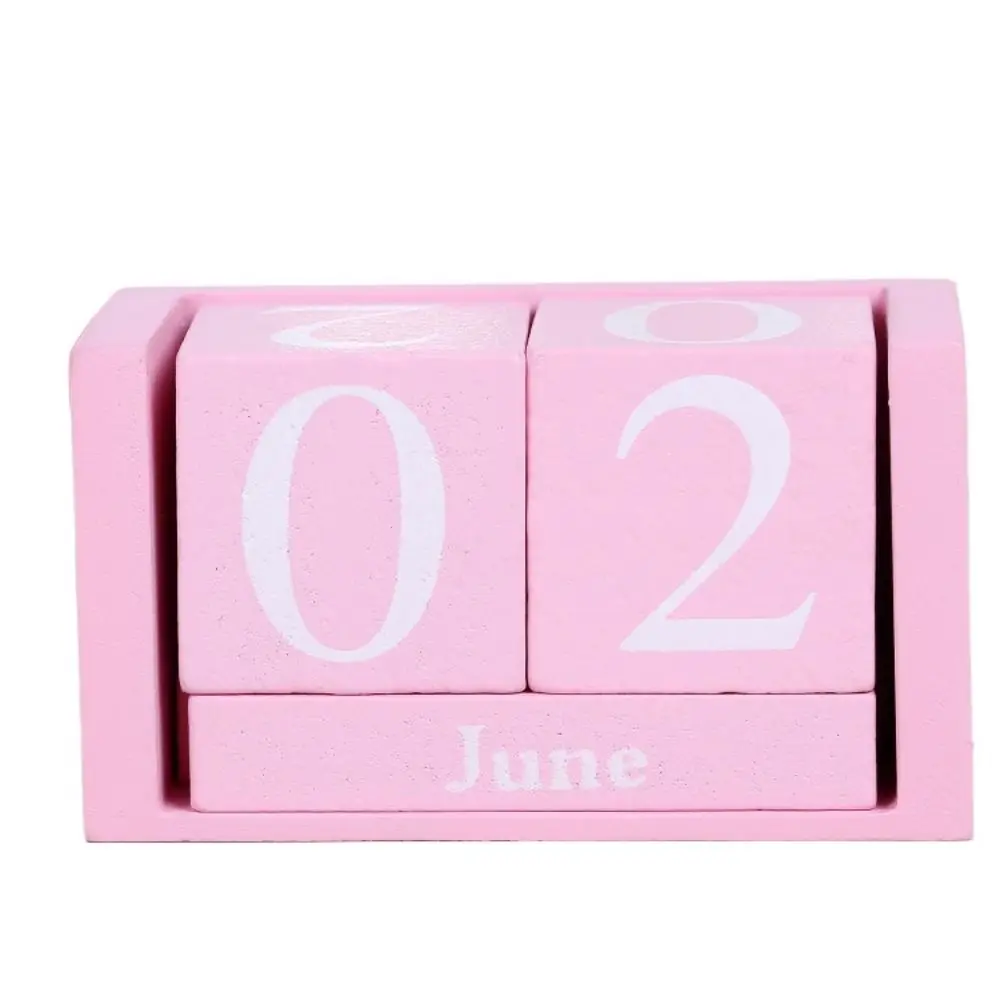 

MDF Wooden Perpetual Calendar Eternal Blocks Month Display Building Blocks Calendar Perpetual Calendar Pastoral Style