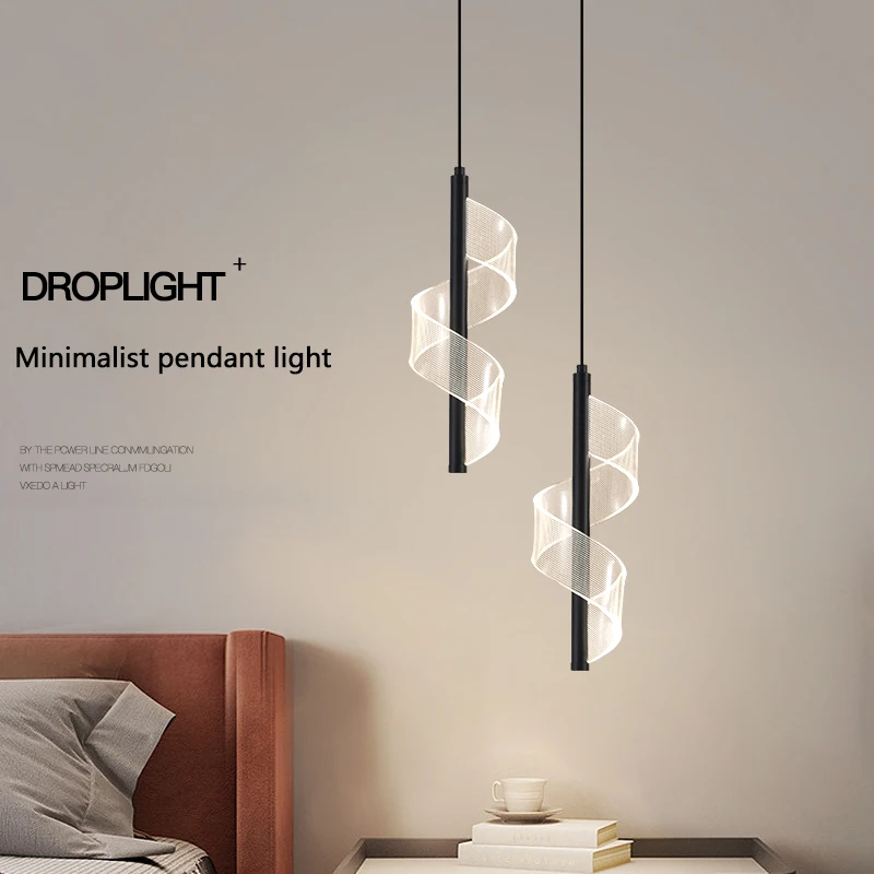 

Minimalist LED Pendant Light for Living Dining Room Restaurant Home Indoor Decor Hanging Lamp Black Chandelier with Spotlight