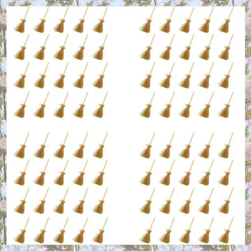 

X18A-80 шт. миниатюрные искусственные мини-соломенные метлы с красными веревками Хэллоуин соломенный кукольный домик украшения ведьмы вечерние Декор игрушка