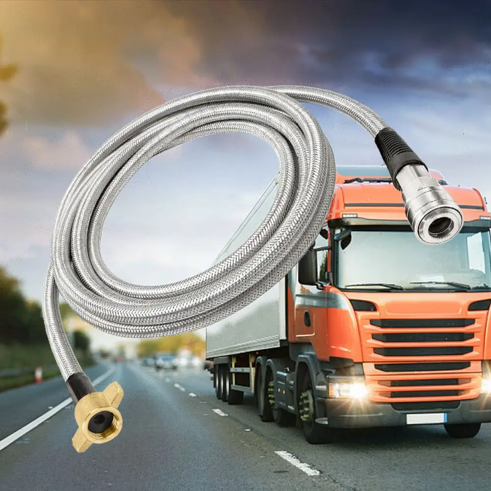 For Wanjiu Truck Air Tank Hose Copper Nut Stainless Steel Braided Line Self Locking Quick Connect Adaptor Tool