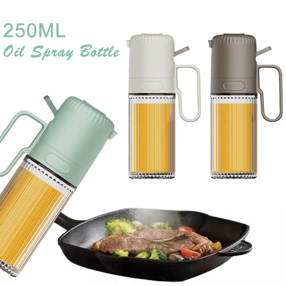 

250ML Oil Spray Bottle Olive Oil Transparent Durable Bottle Glass Fryer Kitchen Thickened Press Kettle Oil Leak-proof Spray O4I7