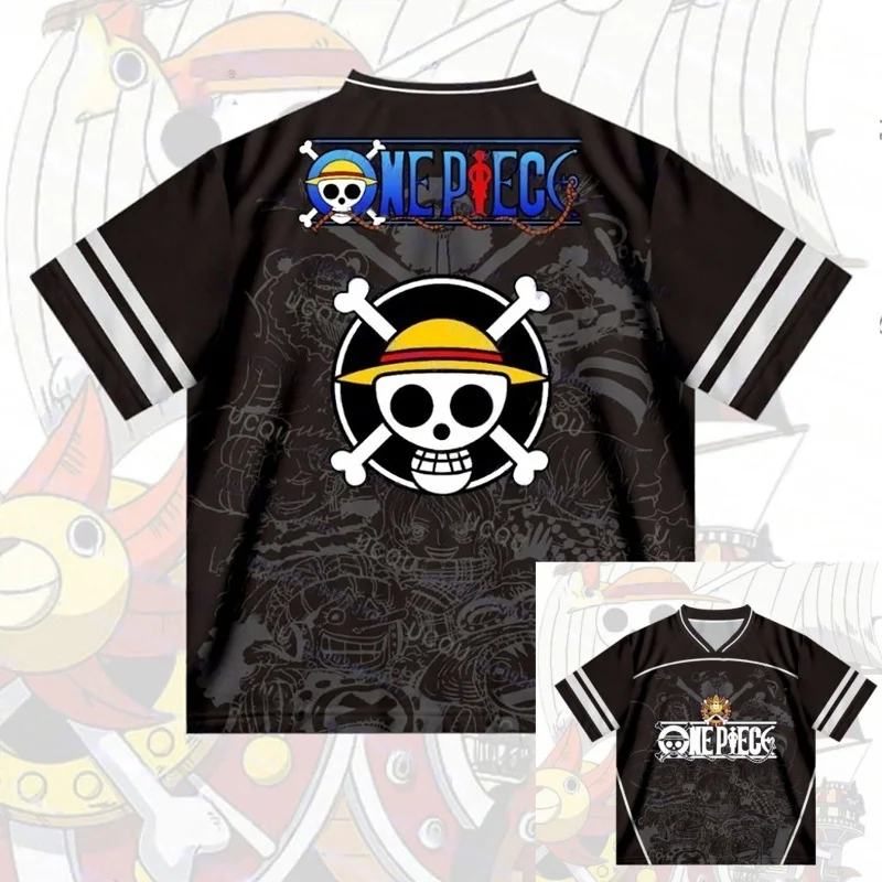 2526 novo bandai anime uma peça luffy verão camisa camiseta oversized 3d adulto e infantil multifuncional topo natal