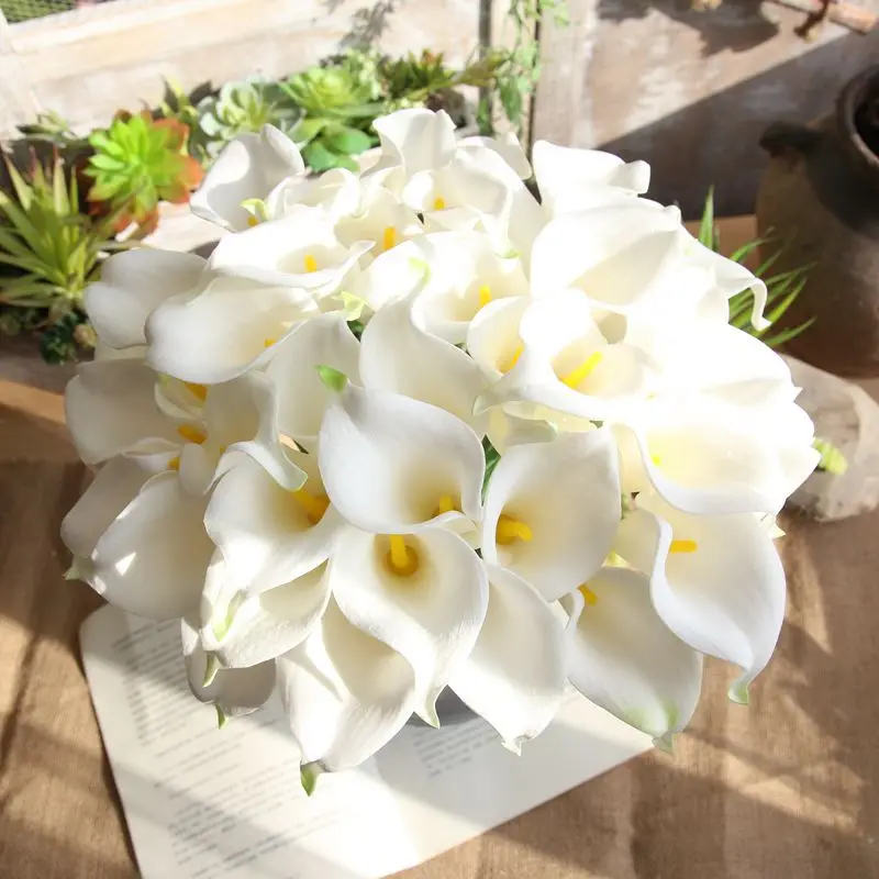 5/10pcs weiße Calla Lilie künstliche Blumen echte Berührung Hochzeits strauß Braut dekoration Party Wohnkultur Pu gefälschte Blumen – Detail 7