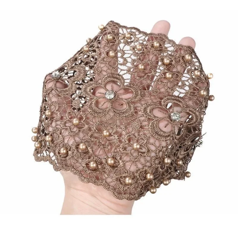 Hollow-Out Plum Blossom Beaded Headband, Elegant Wide-Brim Hair Band Covering White Hair