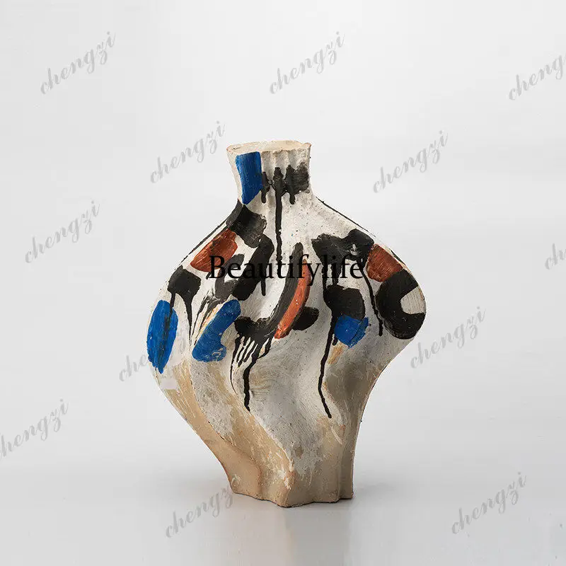 A95 painted ceramic vase ornament model room sales office living room entrance desktop flower ware