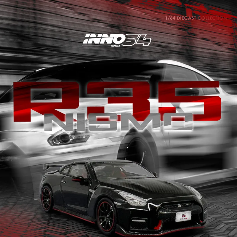 INNO 1:64 NISSAN GTR R35 Black Alloy Car Model Exquisite Collection Ornament