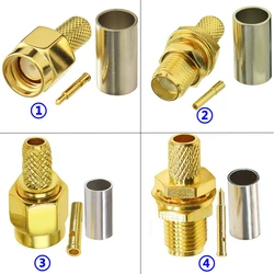 10pcs SMA Male Plug SMA Female RP SMA Male female Connector Crimp for RG58 LMR195 RG142 RG400