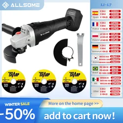 Allsome 18V senza spazzole Cordless 125mm smerigliatrice angolare-solo strumento