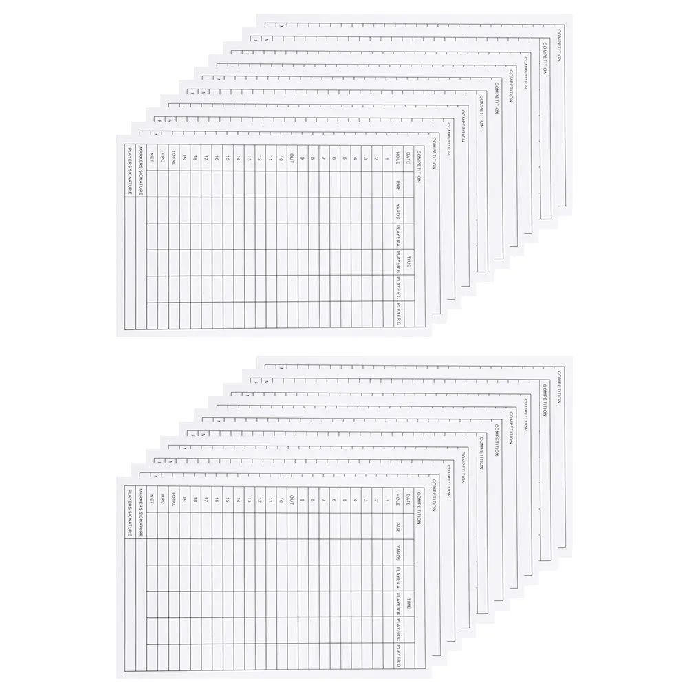 20Pcs Copper Coated Paper Scorecards Double-Sided Portable Golf Score Sheets Premium Golf Score Competition Supply