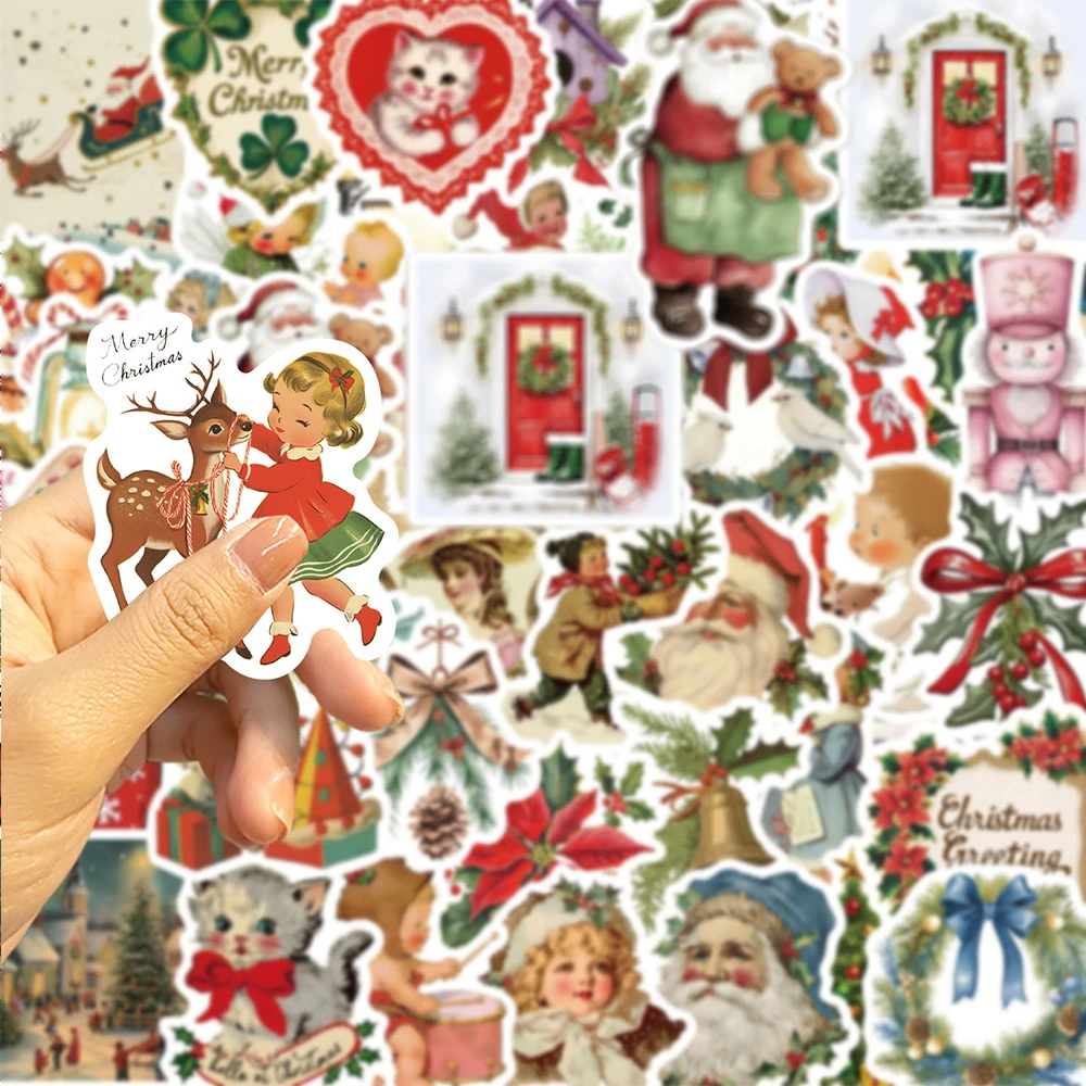 10/30/50 stuks creatieve romantische kerststickers vintage kunst graffiti stickers plakboek koffer telefoon leuke cartoon sticker cadeau