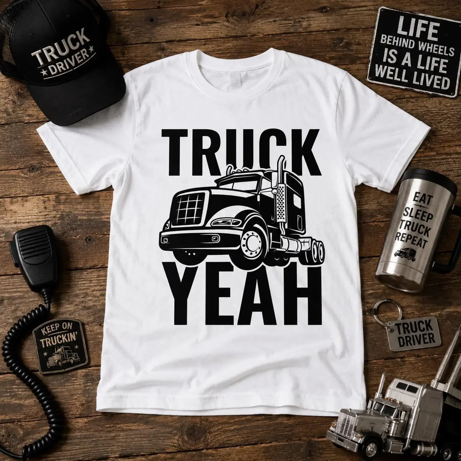Truck Yeah T Shirt Funny Driver Semi Trucker for Men CDL Big Rig  vintage Washed Soft fashion Breathable homme Casual