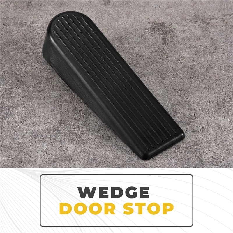 4 Pack Door Stop Wedges, Rubber Non-Scratching Door Stoppers For Home And Office (Black)-AB09