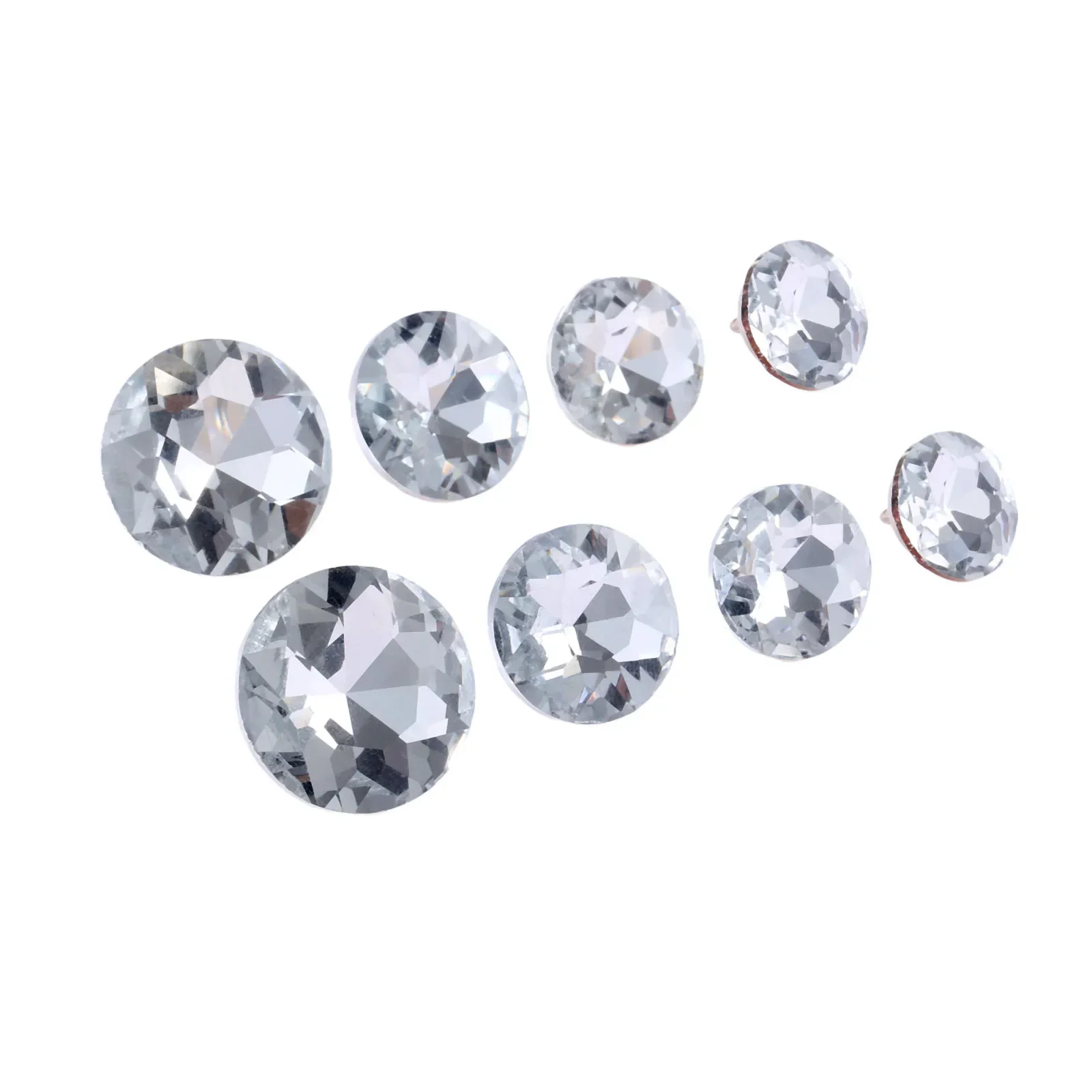 10Pcs 14/16/18/22mm Diameter Diamond Crystal Glass Upholstery Buttons Nails Tacks Studs Pin Craft Sofa Wall Furniture Decoration