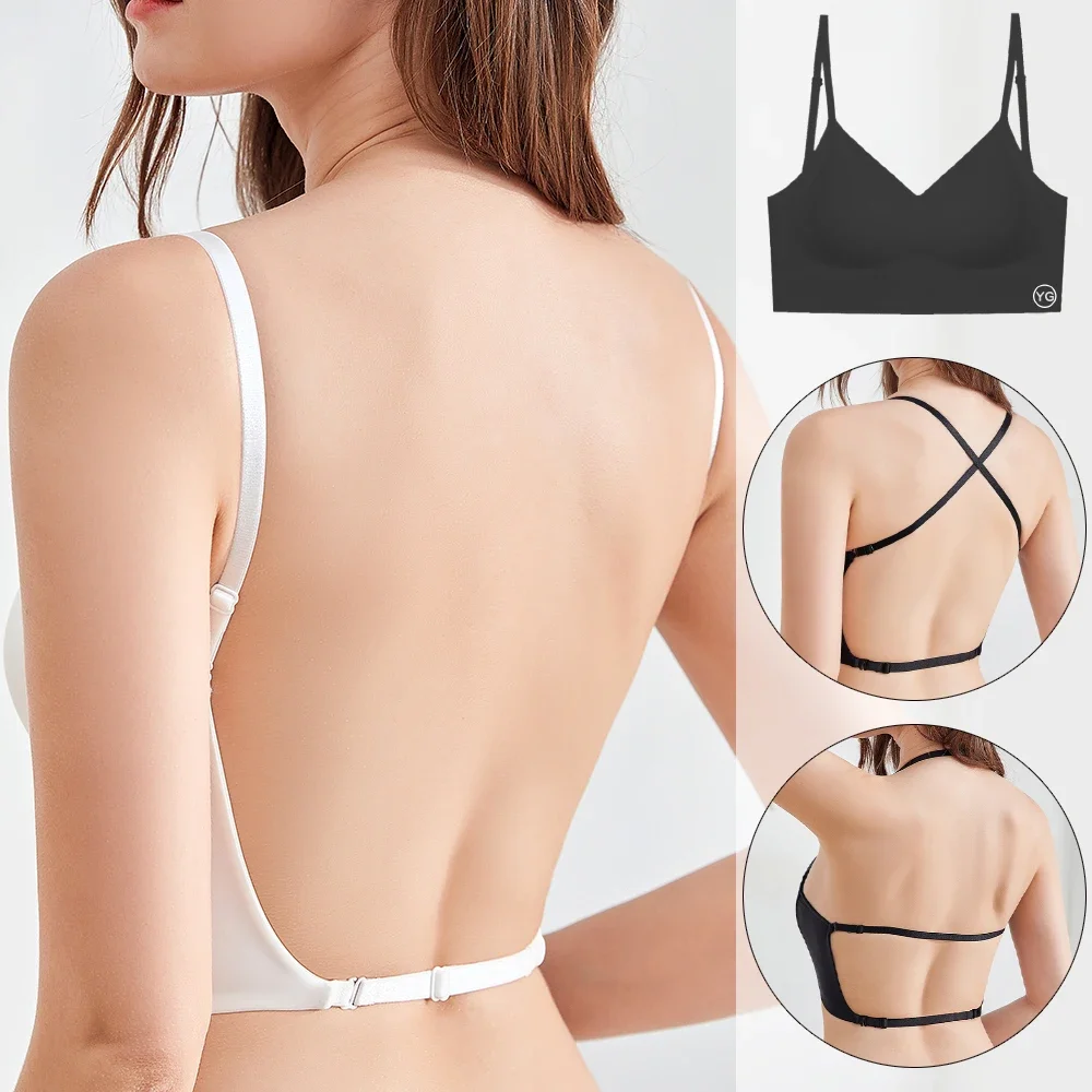 Women Invisible Bra Backless Bralette  Bras Without Underwire Seamless Underwear Halter Top Open Back Brassiere Sexy Camisole