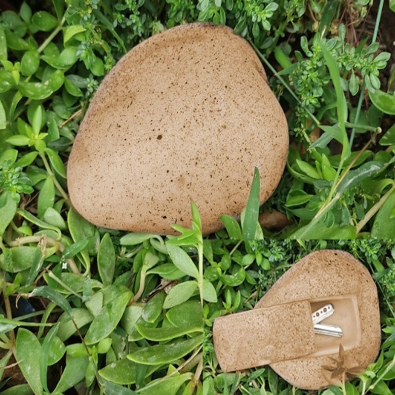 Outdoor Garden Key Hider Large Rock Safe Storage Holder for Spare House Keys Easy Install Hiddens Stone Box