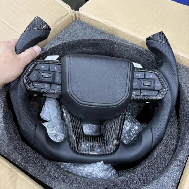 With Shift Paddles Carbon Fiber Leather For Toyota Lexus Land Cruiser 300 GR Sport 2022-2024 Car Steering Wheel Car Accessories view 5