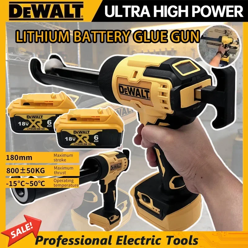 Pistolet à mastic électrique sans fil DeWalt 6 vitesses pour portes, fenêtres, verre, adhésif, colle, avec lumière LED