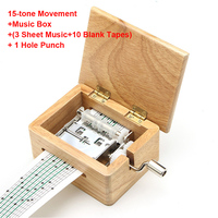 15/30 Tone Hand-cranked Music Box with Paper Tape Puncher Wooden Box Music Paper Composing Movement Creative DIY Composing Music