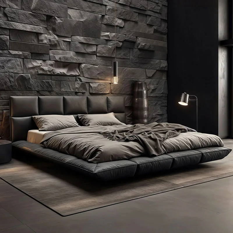 Frame Floating Bed Leather Sleeping Design Girls Bedroom King Size Bed Sun Simple Letto Matrimoniale Lounge Suite Furniture