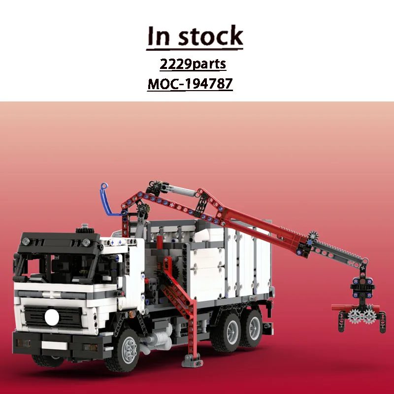 MOC-194787 New Hook Loader Building Block Model with Crane Container, 2229 Parts, Birthday Gift Toy for Boys and Children