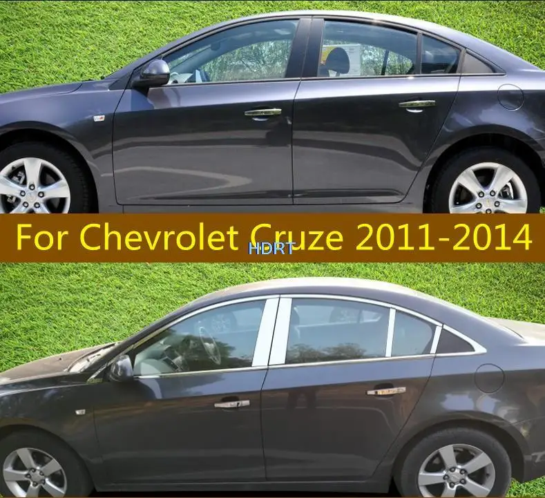 

Полная оконная отделка из нержавеющей стали, полоса для Chevrolet Cruze 2011-2014 Седан, автомобильный Стайлинг, комплект для формовки боковой оконной отделки