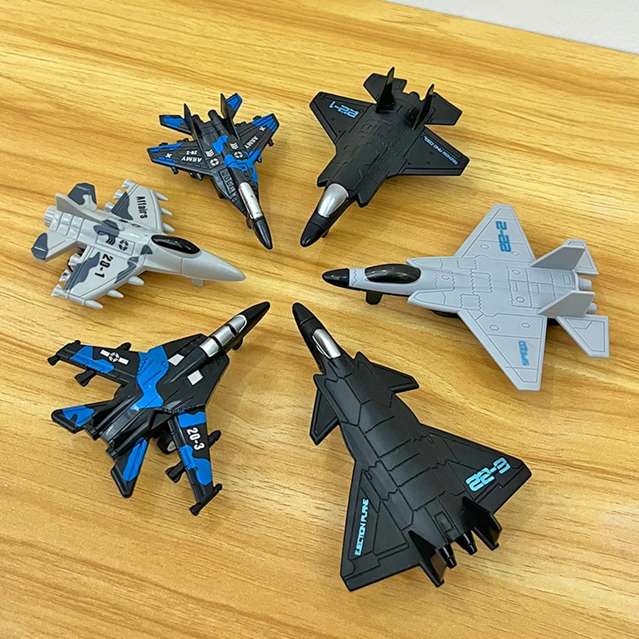 6pcs Fighter Jet Model, Aviation Aircraft Combination Toy, CHILDREN\'S Inertial Sliding Toy, BOY\'S Home Decoration Display