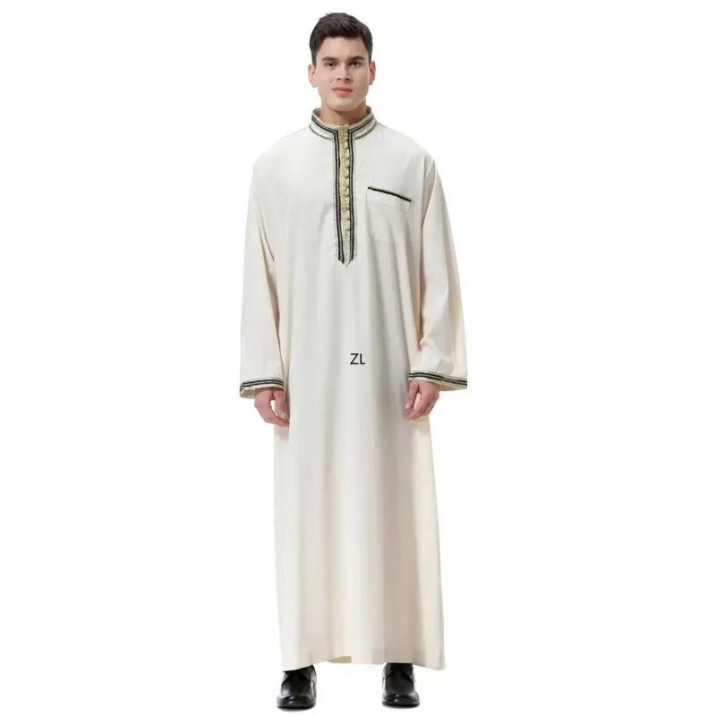 Dubai Saudi Arabic Thobe Men Kaftan Abaya Long Robe Jubba Thoub Dishdasha Muslim Dress Eid Middle Eastern Ramadan Islam Clothing