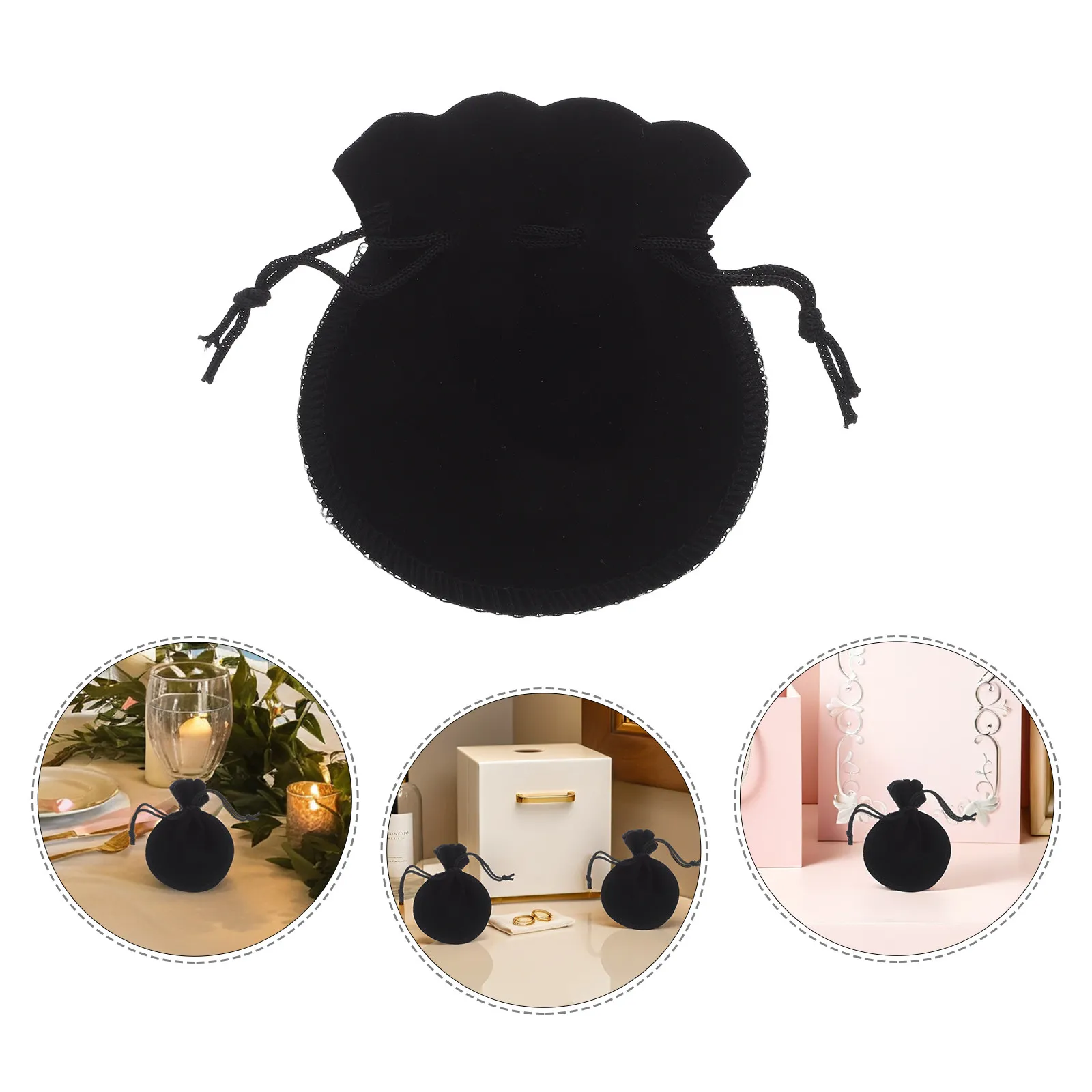 

100Pcs Jewelry Gift Pouches Drawstring Bags Small 3.2x2.8 Black Packaging for Wedding Jewelry Party Favor Storage