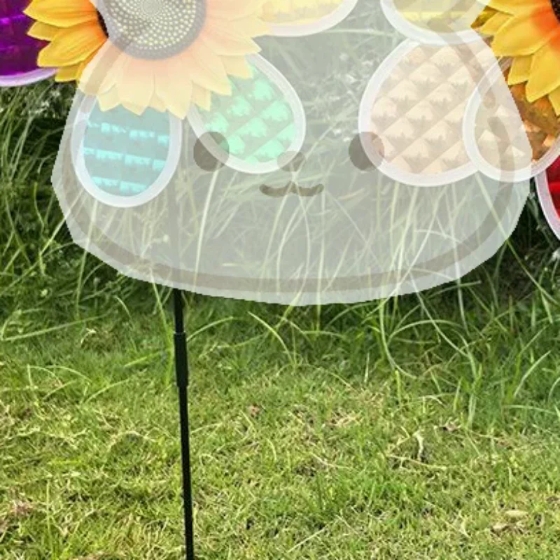 1Pcs Sunflower Rainbow Wind Spinner Colorful Petal Windmill Decorative Stake Ornament For Yard Garden Lawn Outdoor Party Decor