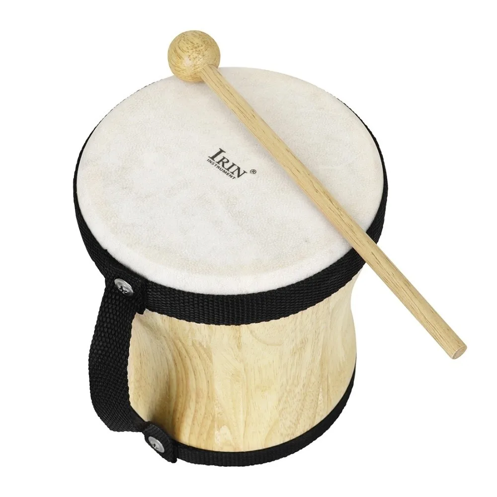 Wooden Indian Hand Drum Sheepskin Drumhead Early Education Wooden Drums Drumsticks Included Indian Style Wooden Tambourine
