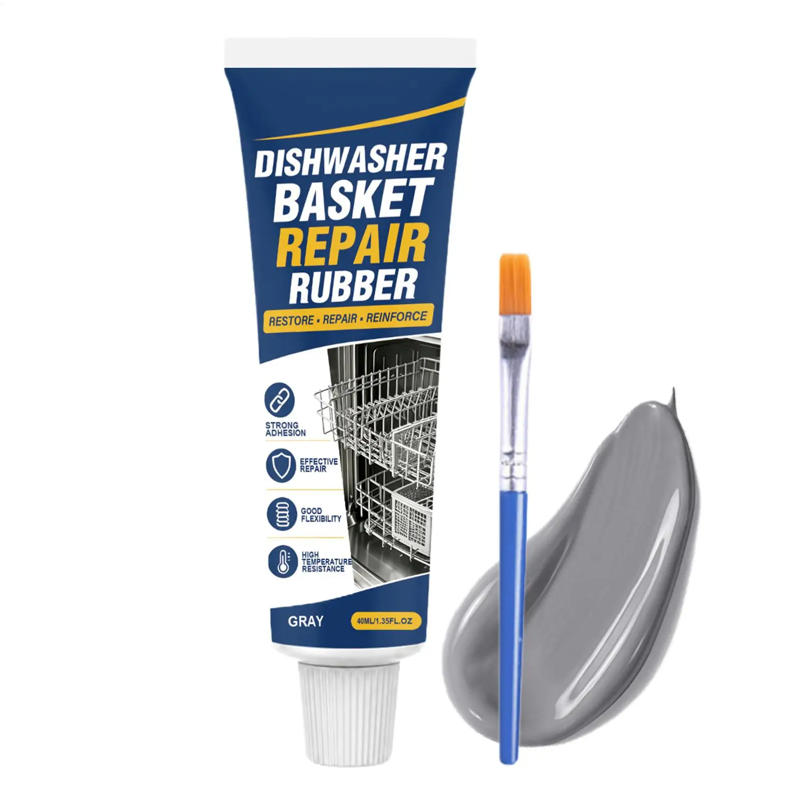 Dishwasher Rust Repair 40ml Strong Adhesive Long-Lasting Waterproof Gray Coating Dishwasher Basket Repair for Household Kitchen
