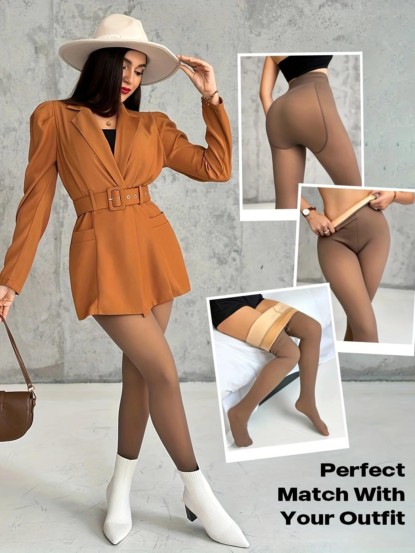 2Pcs frauen Warme Grundlegende Enge Hosen Herbst und Winter Hosen Verdickt Hohe Taille Abnehmen Strumpfhosen Fleece Schwarz Haut sexy Mädchen – Detail 11