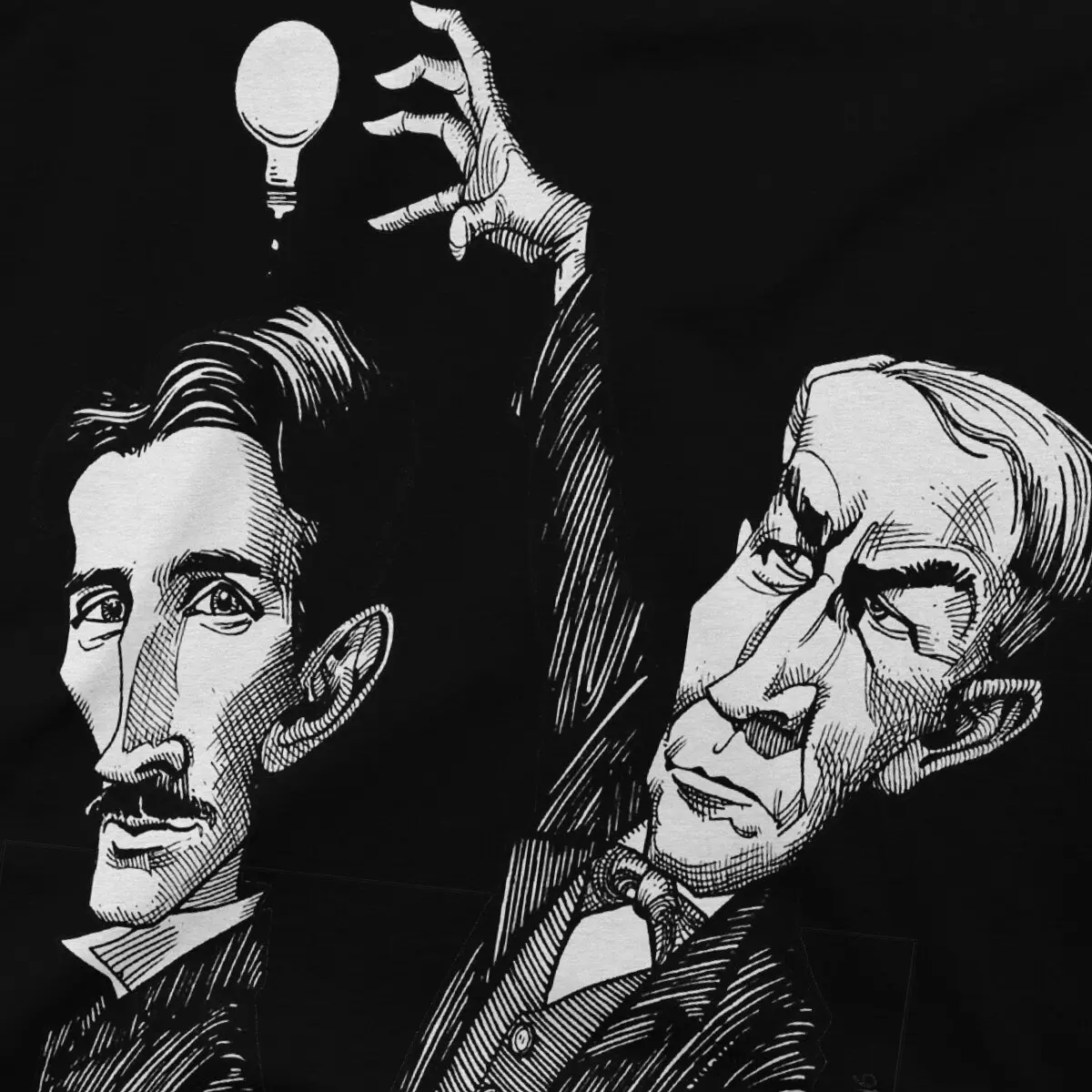 Nikola Tesla Creative TShirt for Men Tesla v Edison Round Neck Pure Cotton T Shirt Personalize Gift Clothes OutdoorWear