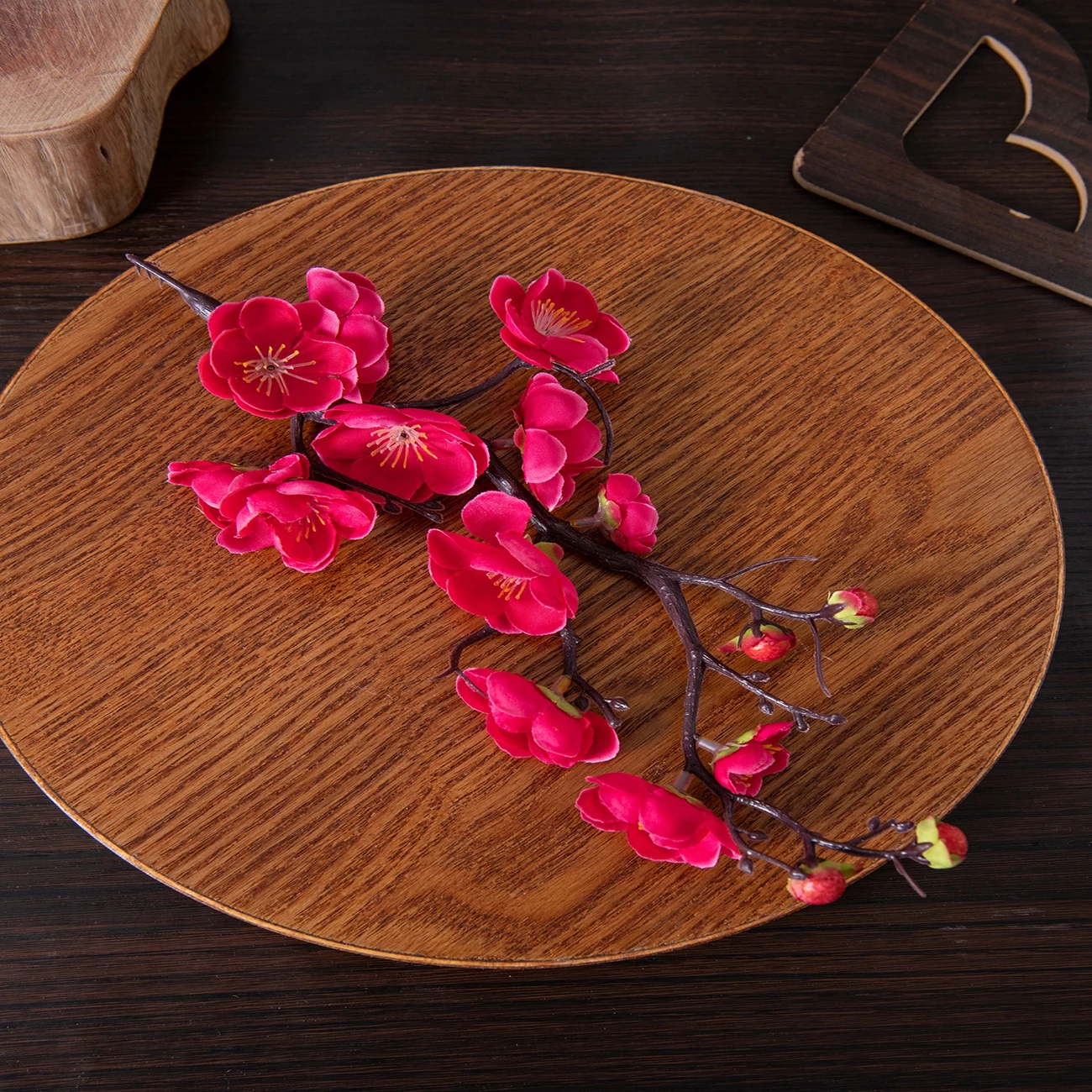 Artificial Flower Spring Plum Blossom Peach Branch Silk Flowers Home Wedding Party Decoration Christmas Wreaths diy dining table view 5