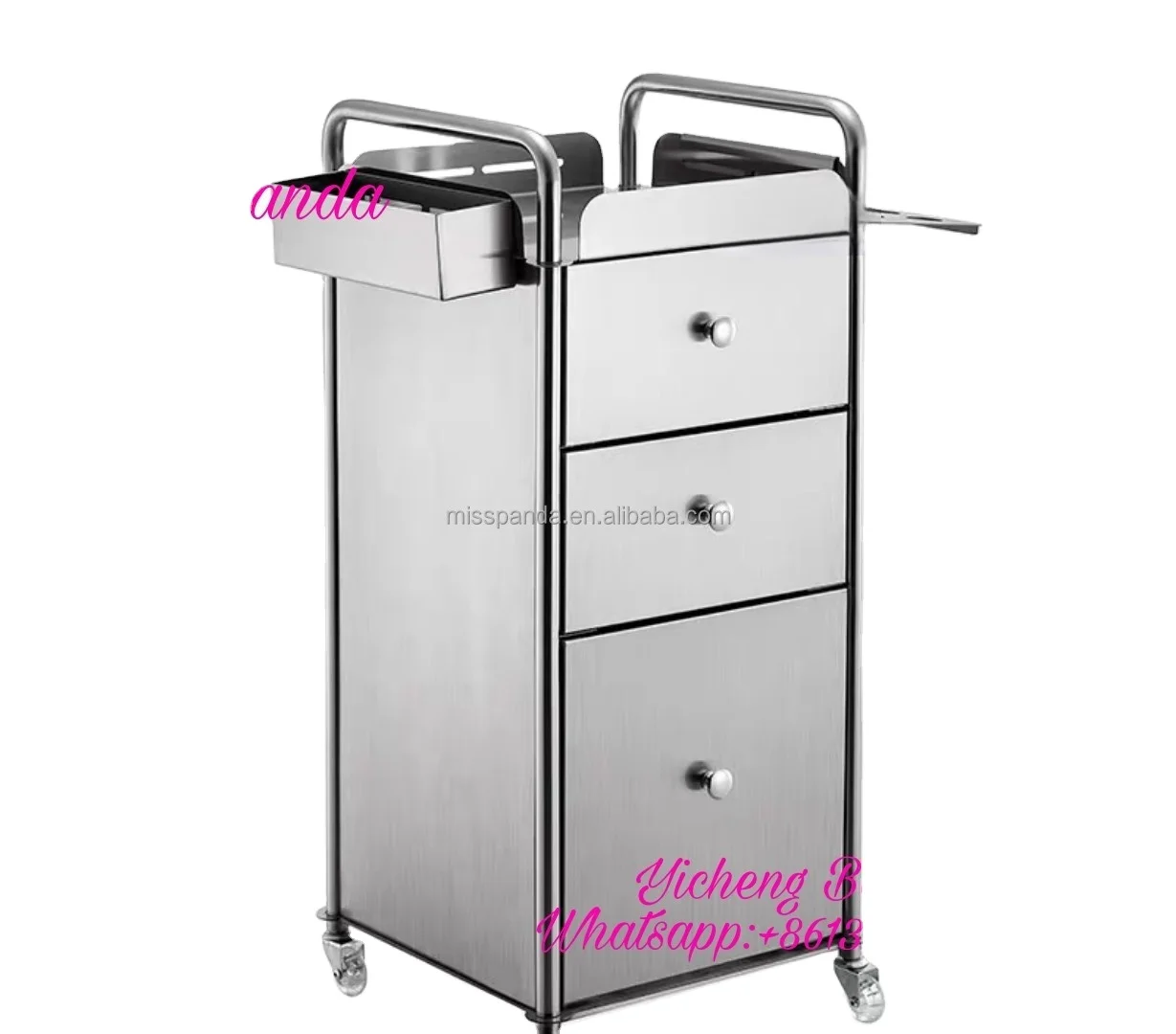 Yicheng Beauty 2024 High Performance Beauty Salon Trolley Metal Service Cart with Wheels Trolley Cart From Best Supplier