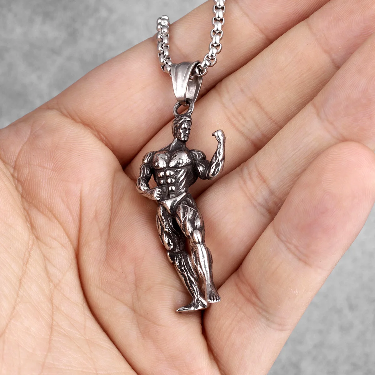 Fitness Bodybuilding Long Men Necklaces Pendants Chain Punk for Boyfriend Male Stainless Steel Jewelry Creativity Gift Wholesale