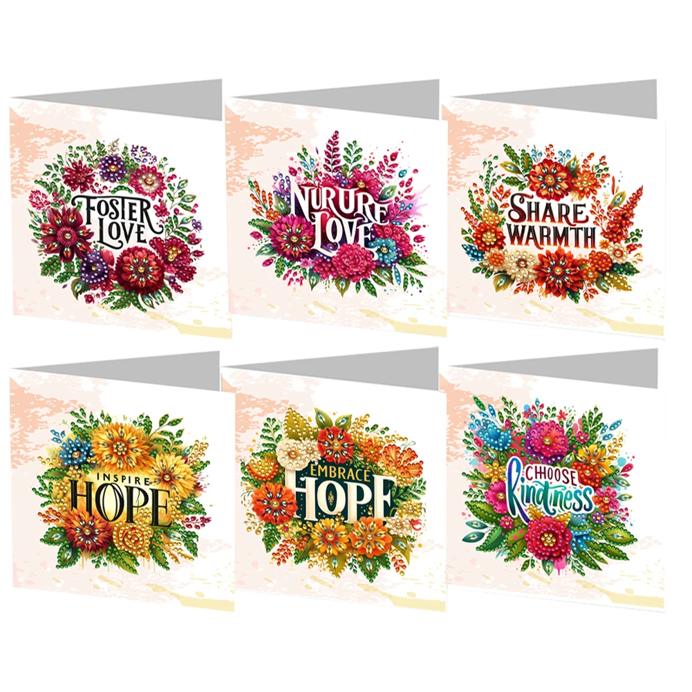 6Pcs New DIY Diamond Painting Greeting Card Holiday Flower Landscape Animal Card Blessing Card Happy Birthday Gift Thanks Card