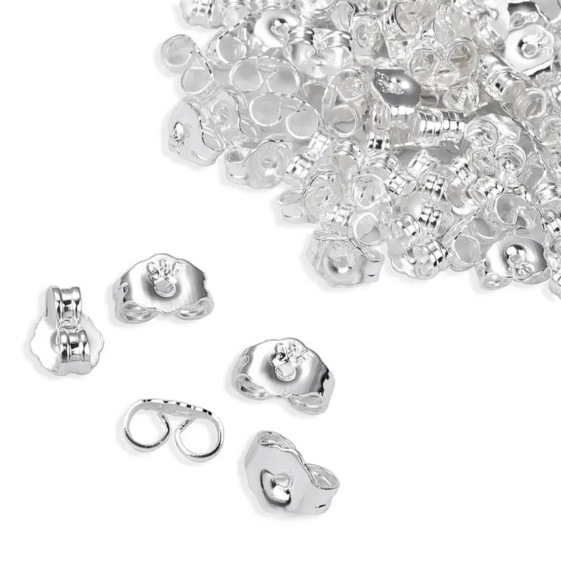 

100pcs/Lot 925 silver plating Earring Backs Stopper Earnuts Stud Earring Back Supplies DIY Jewelry Finding Making Accessories